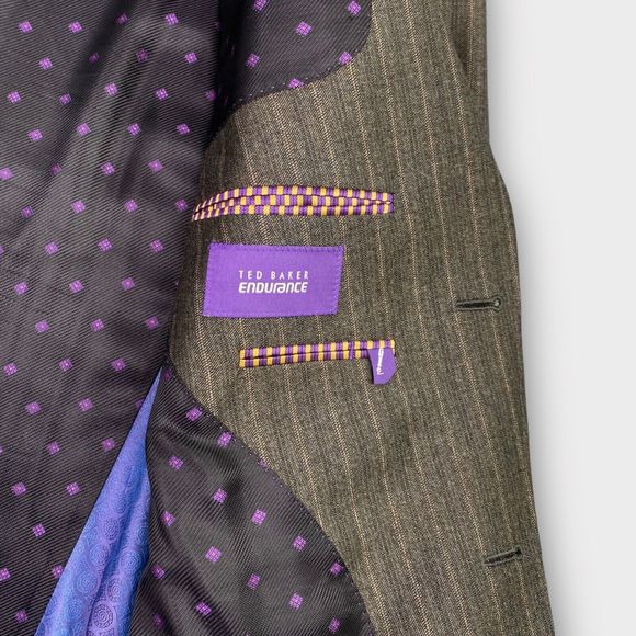 Ted Baker London Men's 42L Endurance Wool Striped Blazer Sport Jacket Brown - Picture 10 of 16